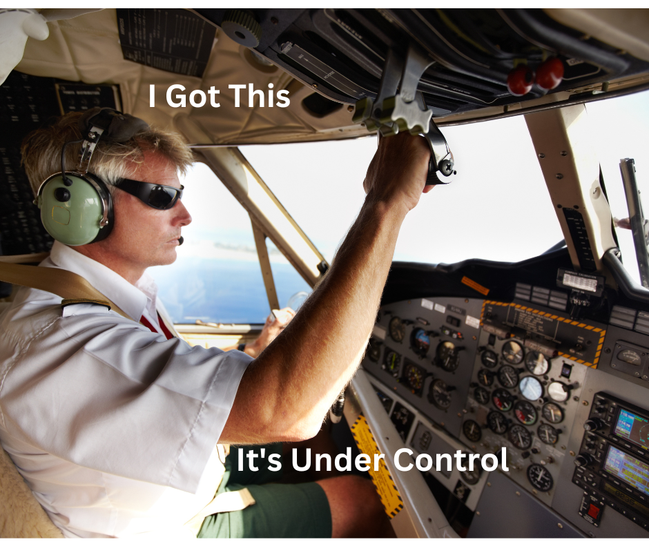 Airline pilot in the cockpit.